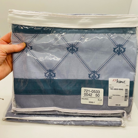 NWT JCP Home Valance Blue Scroll. - Picture 5 of 6